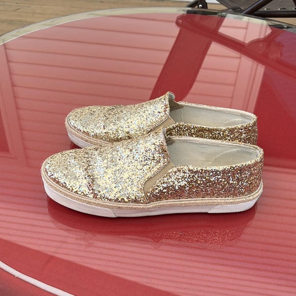Jack Rogers gold sparkle sneakers perfect for a wedding or a special event - Picture 3 of 6